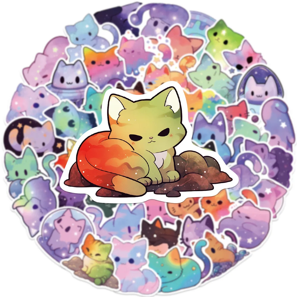 ملصق كرتون كاواي للأطفال ، مرصع بالنائج ، سماء قطة ، جرافيتي ، ديكور ، قصاصات ، دفاتر ، قارورة مياه ، ظريفة ، 10 ، 30 ، 50