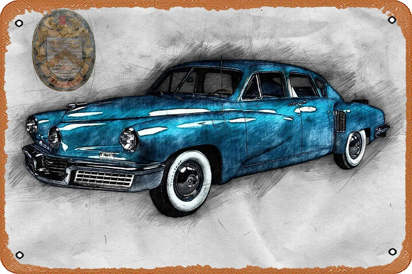 1p,muecddoa Metal Signs - Vintage Cars 50S Tucker Torpedo -  inches Metal Poster.