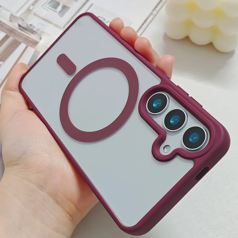 Mattierte Magnetische Handyhülle für Samsung Galaxy S26 Ultra S25 Edge S24 S23 FE S22 Plus für Magsafe A57 A37 A17 A07 A56 A36 Cover