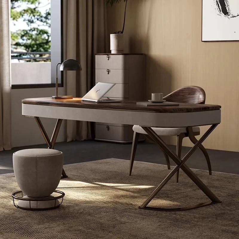 

Modern Simple Light Luxury Desk Household Black Walnut Italian Minimalist Office Computer