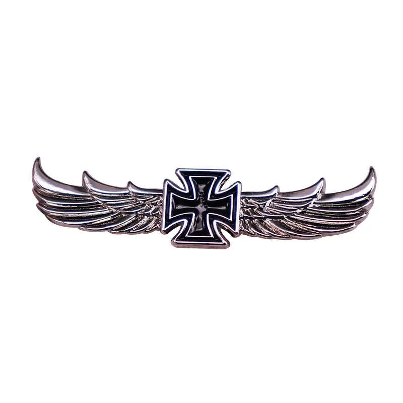 

German Iron Cross Wings Pin Biker Badge Punk Accessories