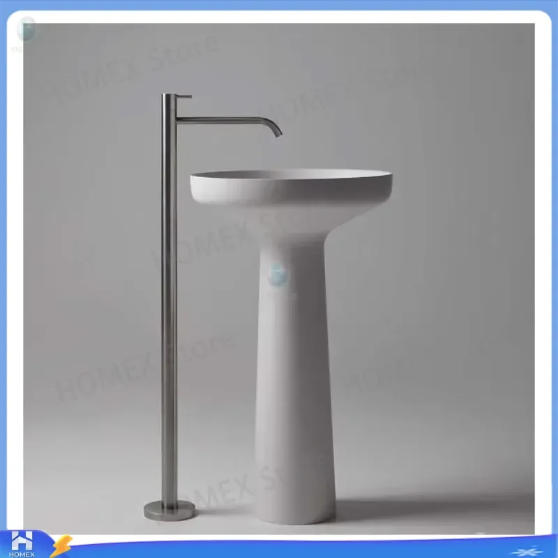 Modern Freestanding Natural Marble Washbasin Glossy Finish Custom Bathroom Sink Vanity Cabinet Basin for Hospital Home Decor