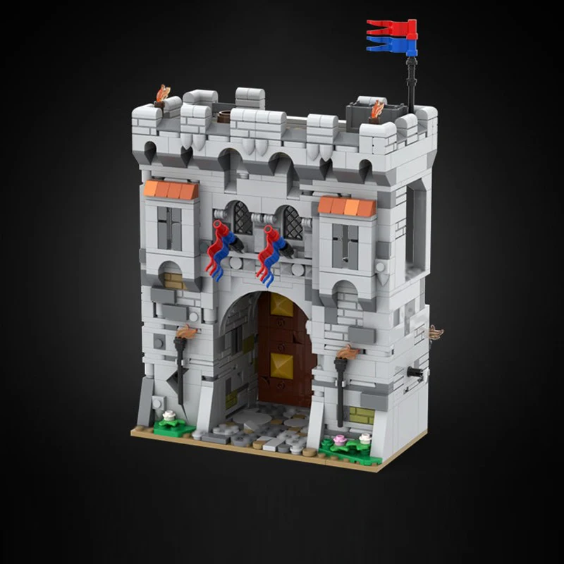 중세 성 모델 MOC 빌딩 블록 성 게이트하우스 모듈형 기술 어린이 휴일 선물 조립 장난감 세트