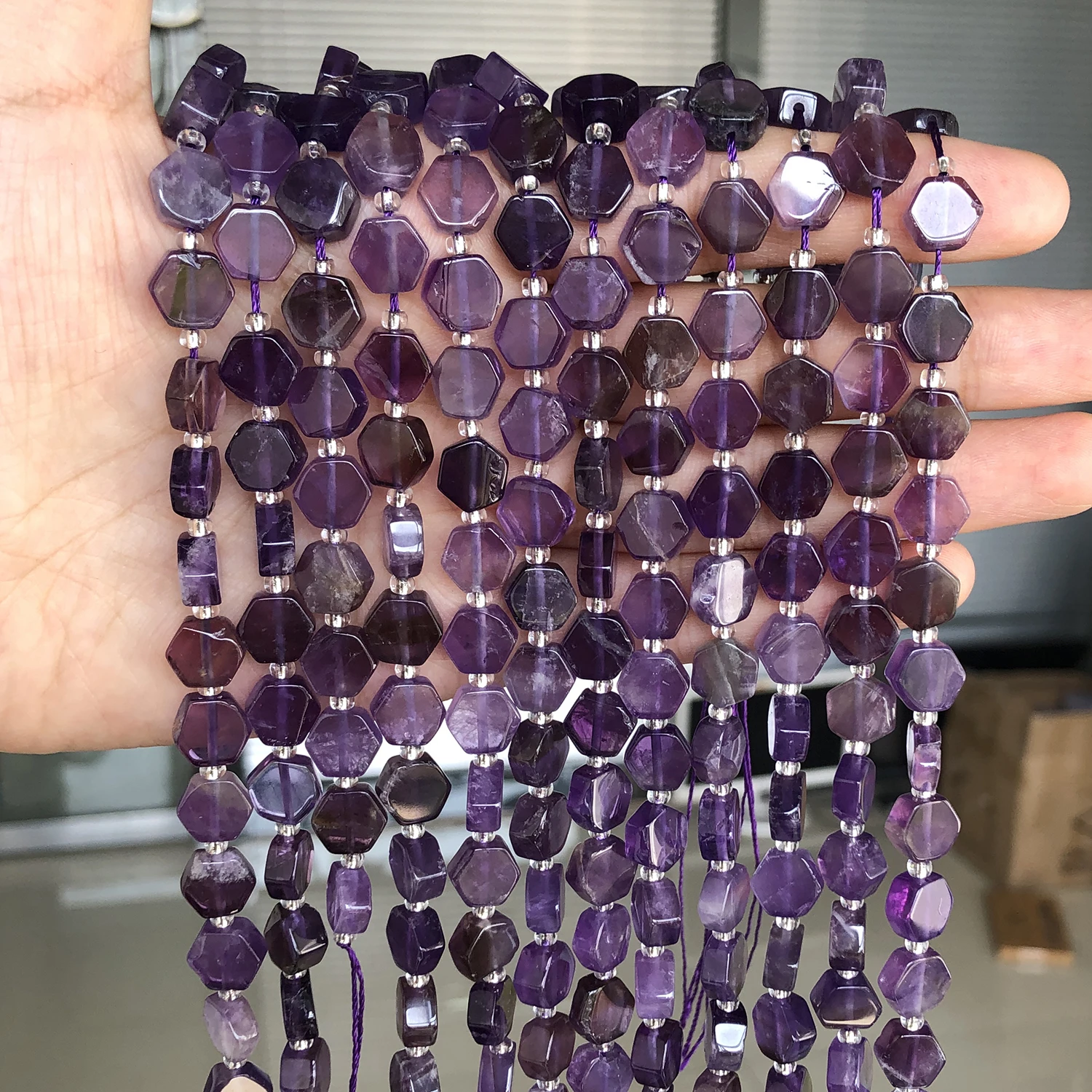 AAA Natural Lapis Lazuli Prehnite Sunstone Aquamarine Gems Stone Beads Hexgon Shape Beads for Jewelry Making Diy Bracelet