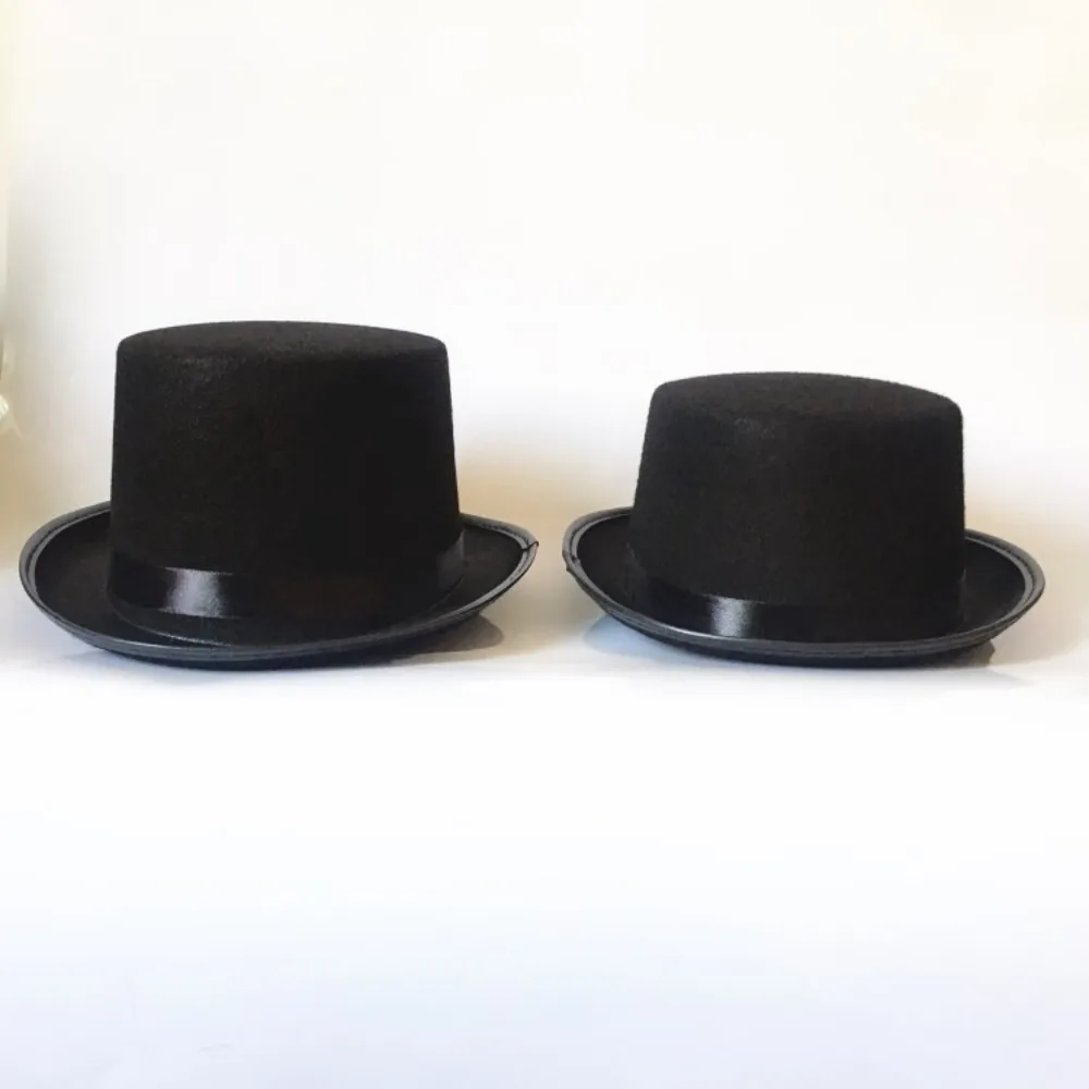 Collapsible Deluxe Black Top Hat Kids Adult Magician Hat Jazz Hat Stage Performances Fashion Party Costume Gentleman Hat