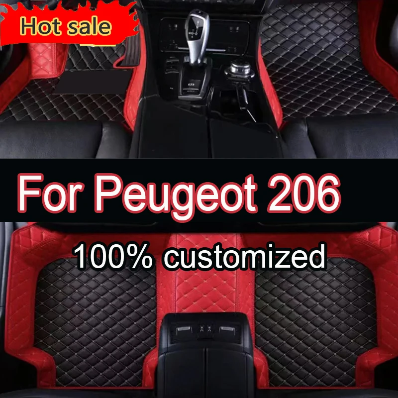 Car Floor Mats For Peugeot 206 206+ 1998~2013 Carpets Rugs Luxury Leather Mat Interior Parts Car Accessories 1999 2000 2001 2002