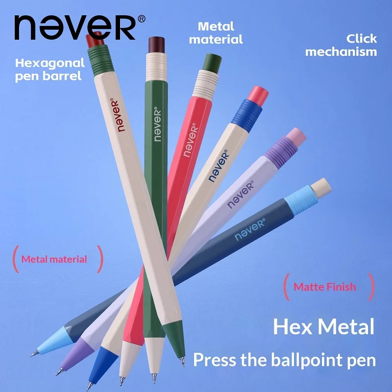 

NEVER [Gift Box Set] Hexagonal Pen Rod Metal Press Gel Pen,Quick-dry Heavy Sense Office Signature Pen Advanced Business Gifts