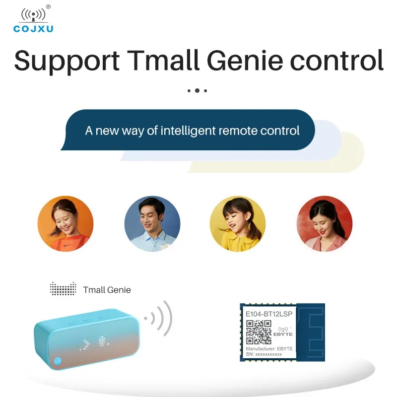 Modul Jaringan SIG Chip TLSR8253F512 UART SMD Ultra Kecil 19*13Mm 10dBm 24MHz E104-BT12LSP PCB Modul FIFO 60 Byte