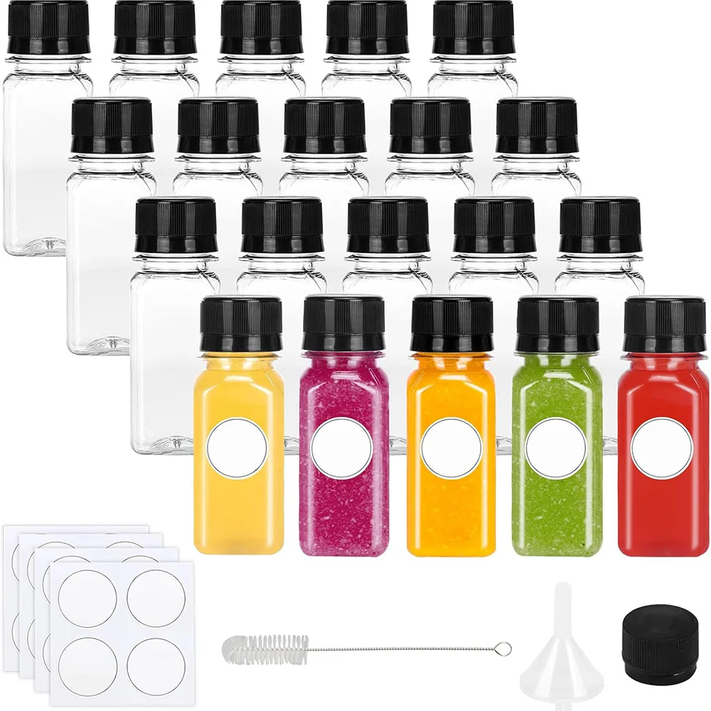 2oz Plastic Bottles, Empty Juice Bottles for Juicing, Juice Containers for Potion, Ginger Shots, Oils, and Other Juicing Beverag