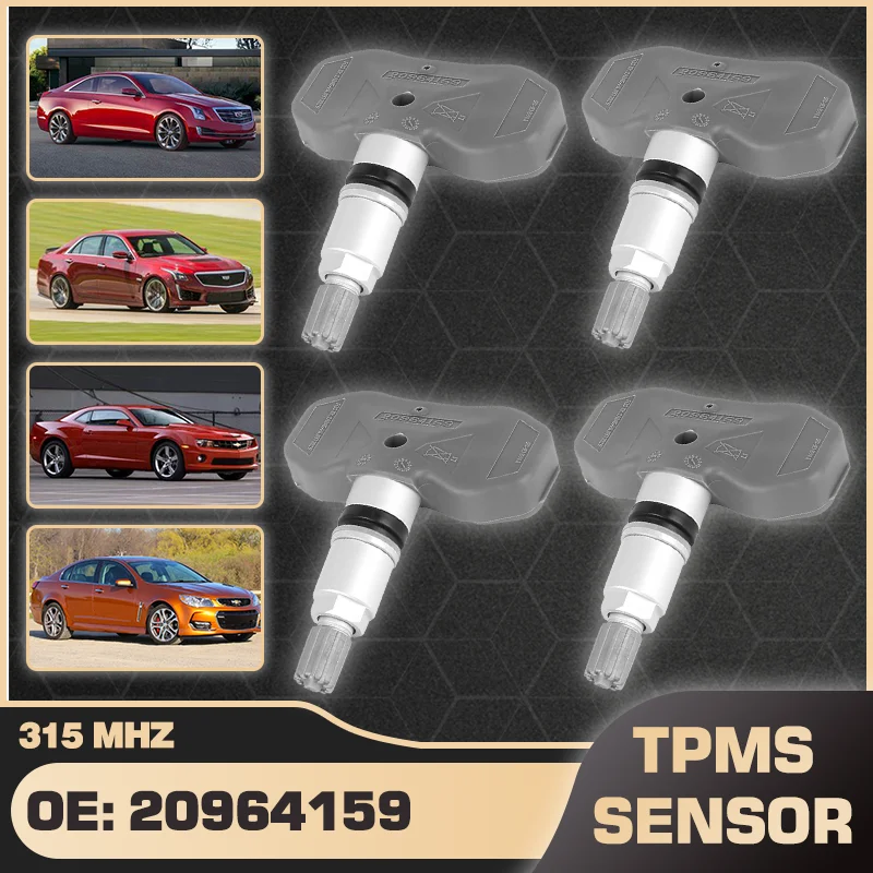 

1/4Pcs Car Tire Pressure Monitor Sensor TPMS 20964159 315 MHz For Cadillac ATS Cadillac CTS Chevrolet Camaro Chevy SS 22959748