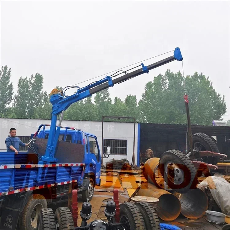 New 500kg 1000kg 1ton 2ton Load Lift Telescopic Boom Car Cargo Bed Truck Mounted 1ton Small Mini Crane for Pickup Truck