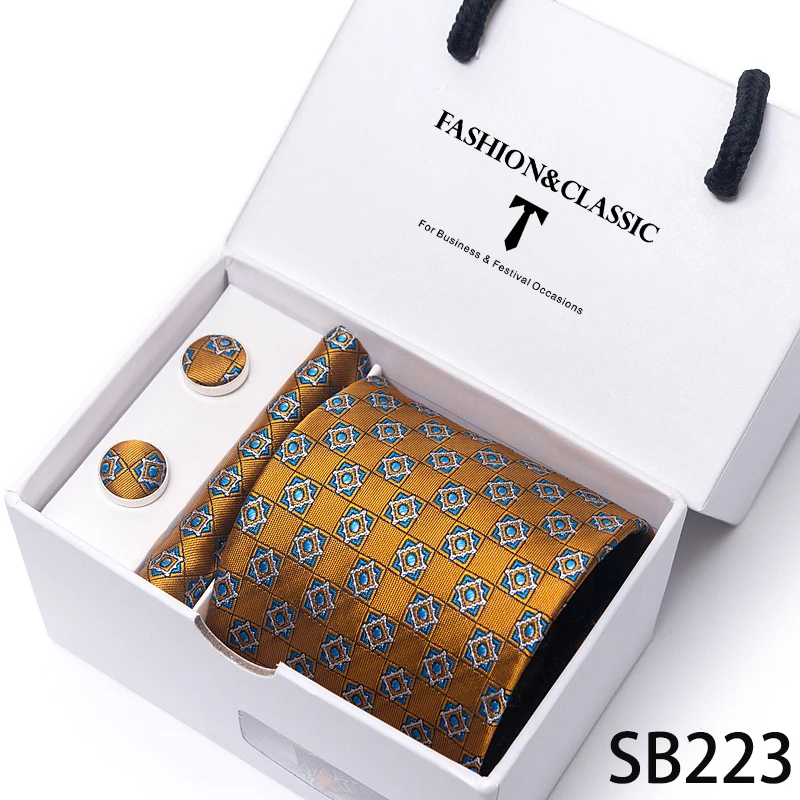 Elegant Men's Tie Set, in a Drawer-Style Gift Box, Suitable for Weddings, Banquets, and Engagements