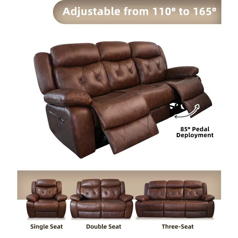 เก้าอี้เอน3ที่นั่งแบบทันสมัยชุดโซฟาอเนกประสงค์ sofa recliner หนังไฟฟ้าสำหรับห้องนั่งเล่นเฟอร์นิเจอร์