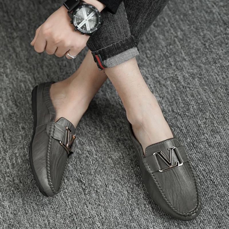 Indoor Slip-resistant Walk Around Home House Shoes Leather Slippers for Men High Quality Fashion Trend 2025 Original Sandals Man