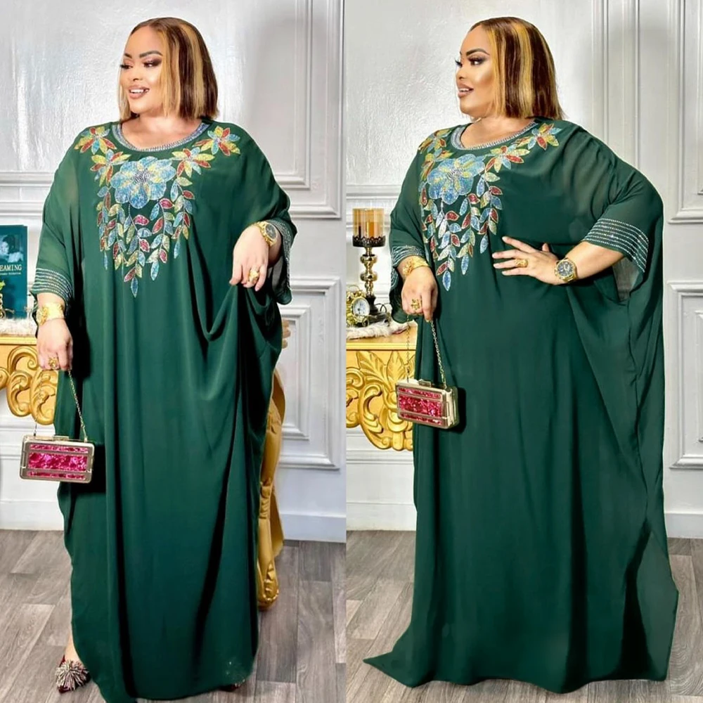 Abayas For Women Dubai Luxury 2025 Chiffon Boubou Muslim Fashion Caftan Marocain Wedding Evening Party Dresses African Clothes