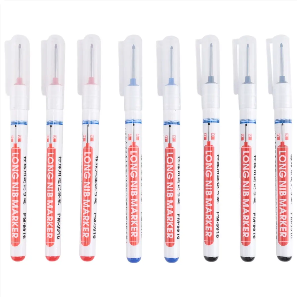 【Limited Offer】8 Multi-Purpose Deep Hole Marker Pens Long Nosed Marker Deep Drill Hole Long Nib Scriber Carpentry Colorful Marke