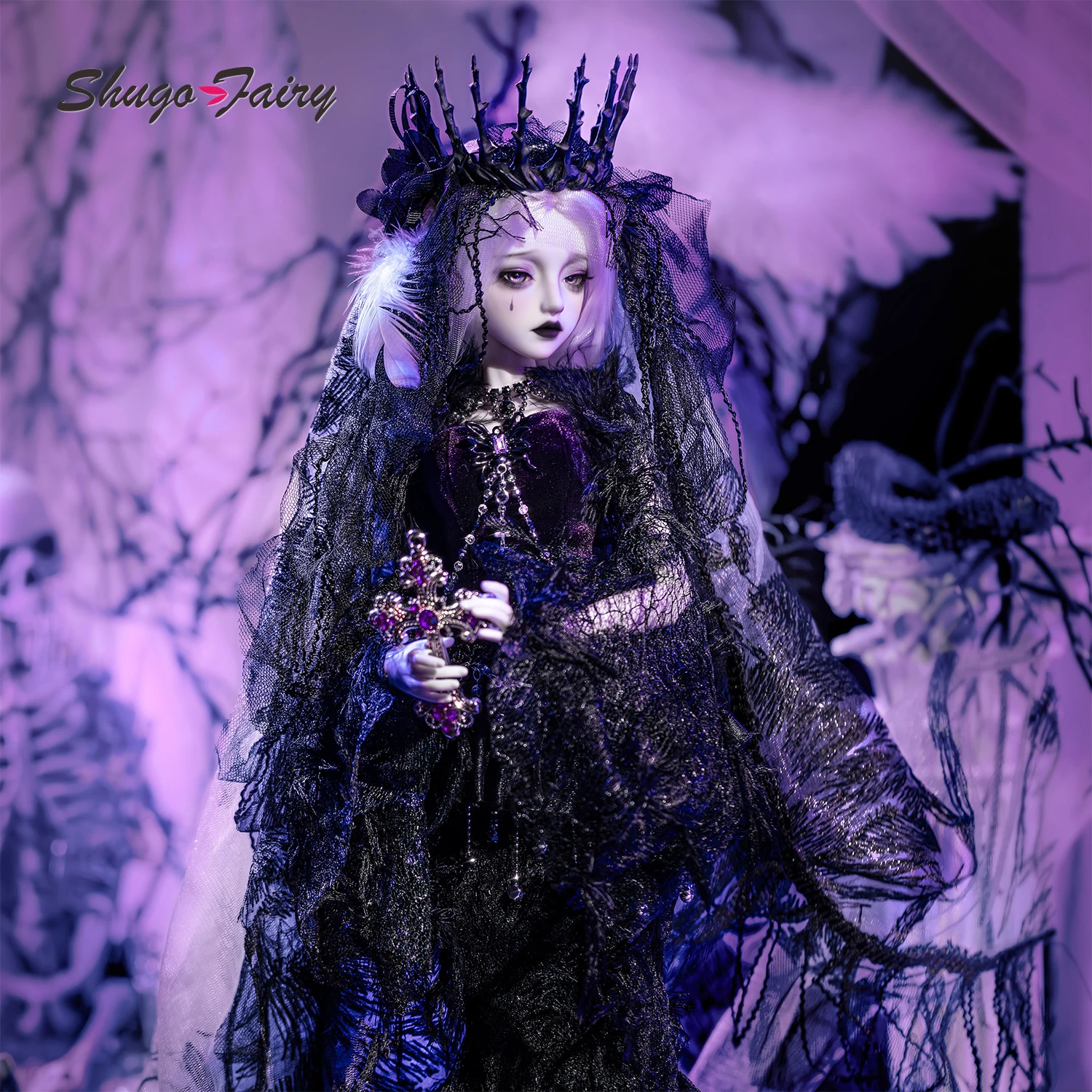 

BJD Doll 1/4 Fuvera Full Set Gothic Dark Series Countess Anime Figure Thorn Crown Firstborn Outfit Wig Shuga Fairy MSD