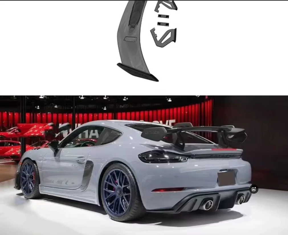 

Suitable for Porsche 718 GT4RS Carbon Fiber Rear Wing GT High Foot Fixed Wind Wing Modified Spoiler Car With