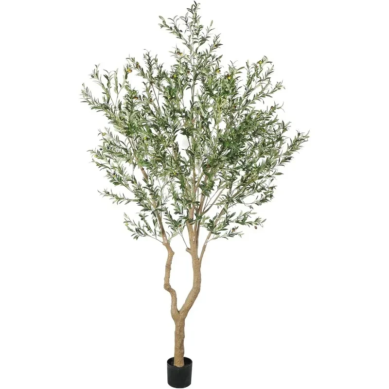 Tall Faux Olive Tree，10ft（120in） Realistic Potted Silk Artificial Olive Tree， Fake Olive Trees Indoor with Green