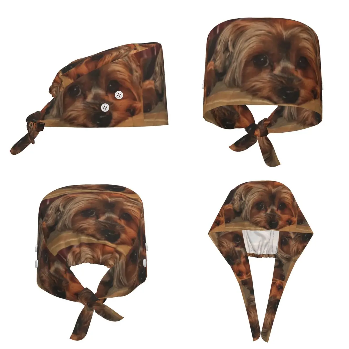 Yorkshire Terrier Yorkie Dog Scrub Hat Doctor Working Surgical Cap Men Women Adjustable Nursing Caps for Dentist