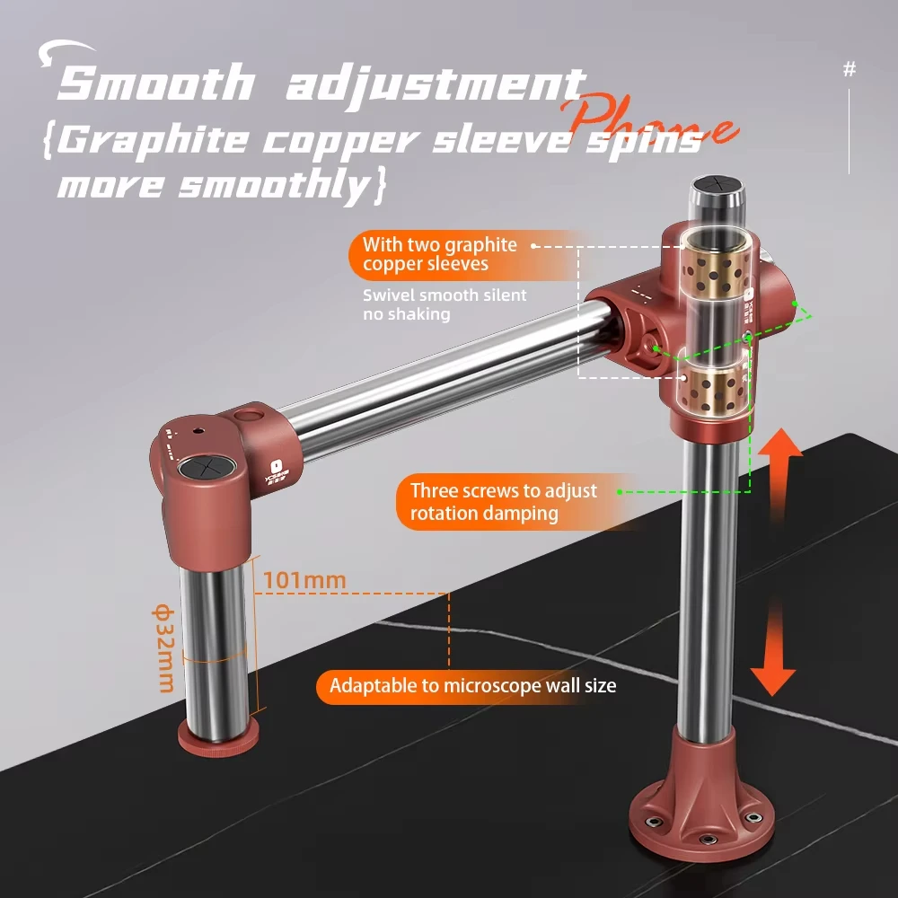 YCS Dragon Arm Microscope Swing Arm Bracket Metal Universal Telescopic Folding 360° Fixed Lifting Maintenance Inspection Bracket