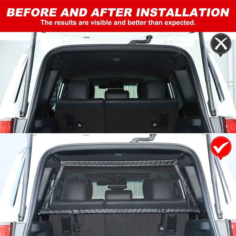 

For Toyota Prado JC250 250 2024+ Car Rear Trunk Cargo Luggage Insolation Mesh Block Bezel Net Interior Accessories