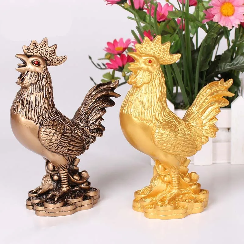 New Home Decorative Rooster Copper Decoration Craft Golden Chicken Feng Shui Fashion Cock Ornaments