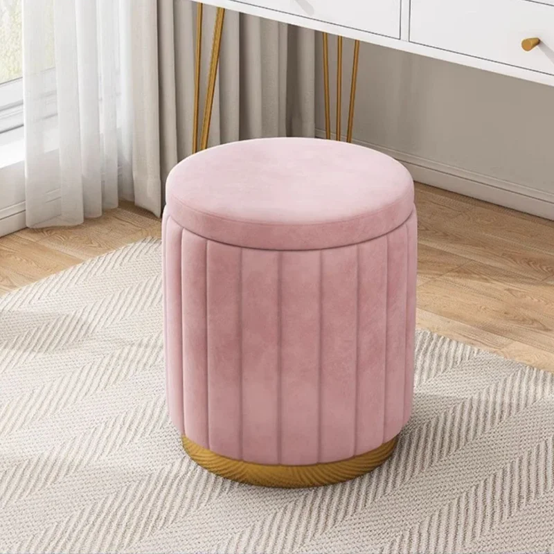 Light Luxury Makeup Stool, Round Storage Bench for Bedroom Stylish Dresser Stool for Makeup Applications Elegant Storage