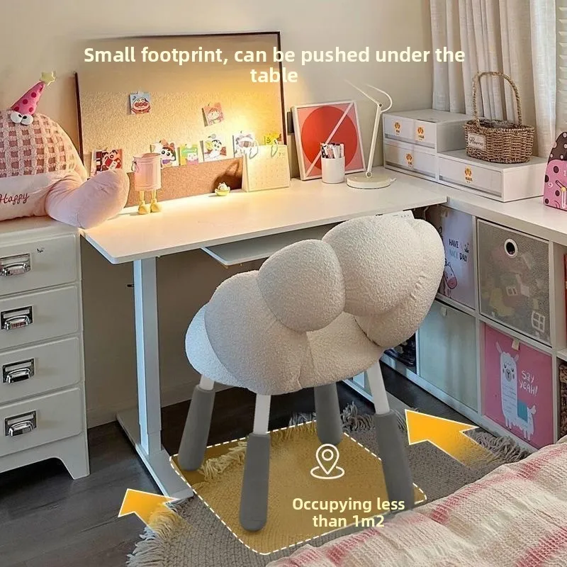 Light Luxury Makeup Stool Aesthetic Computer Chair Student Dorm Study Desk Long Sitting Backrest Swivel Vanity Chair New Hot Pro