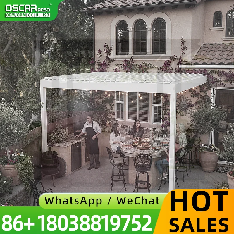 Outdoor Aluminium Automatic Louver Roof Pergola for Garden Patio Backyard pergola