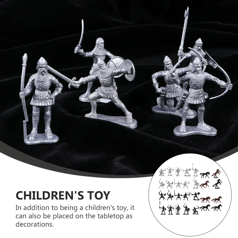 56 Pcs Mini Figurines for Kids Kidcraft Playset Model Toy Children’s Toys Knights Medieval Soldiers Figures