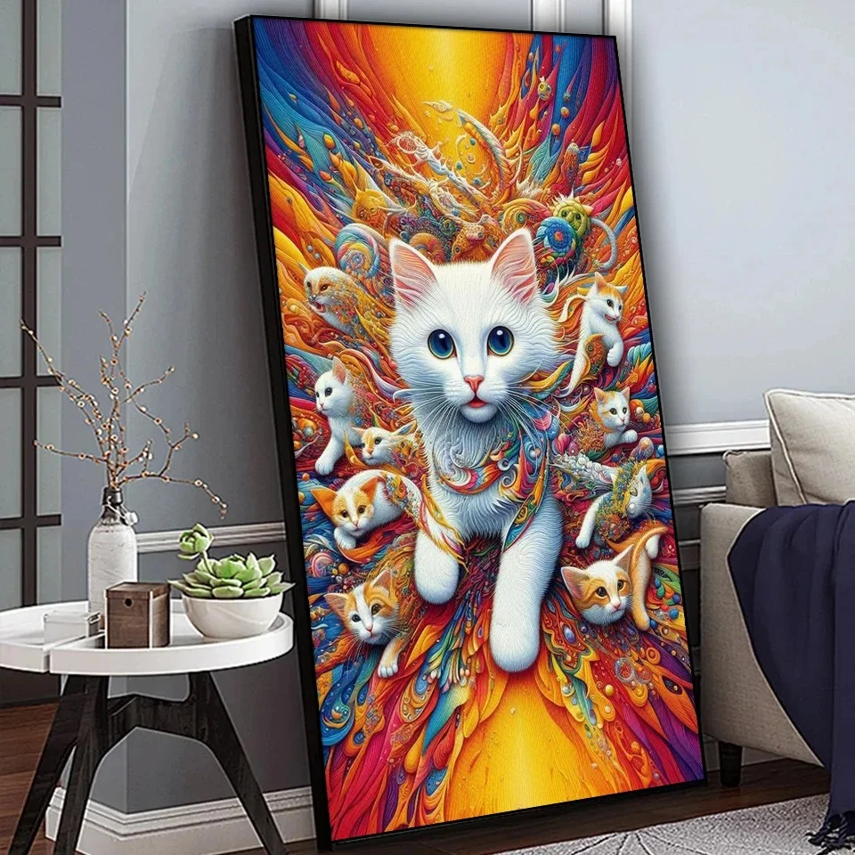 Abstract Colorful Cat Diy Diamond Painting New 2025 Full Square Round Diamond Mosaic Animal Art Cross Stitch Kits Embroidery