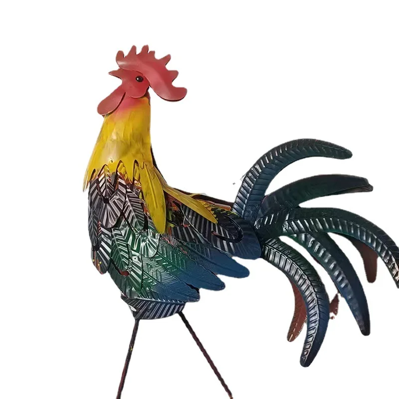 

Garden Colored Rooster Simulation Metal Rooster Garden Metal Crafts Creative Decoration Halloween Courtyard Decoration