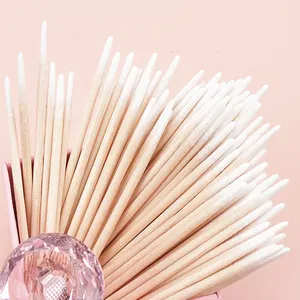 Micro wood makeup brushes, disposable cotton cotton swab, ultra-small brush, without LINT, eyelash extension, glue removal tools, 100pcs 6 Main Sales Cilays Remover - №1