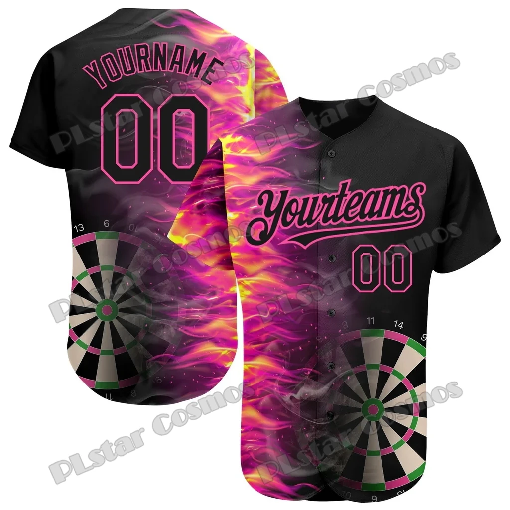 Black Neon Fiery Dart Board Pattern Design 3D Printed Men's Baseball Jersey Hip Hop Streetwear Unisex Baseball Shirt KS-69