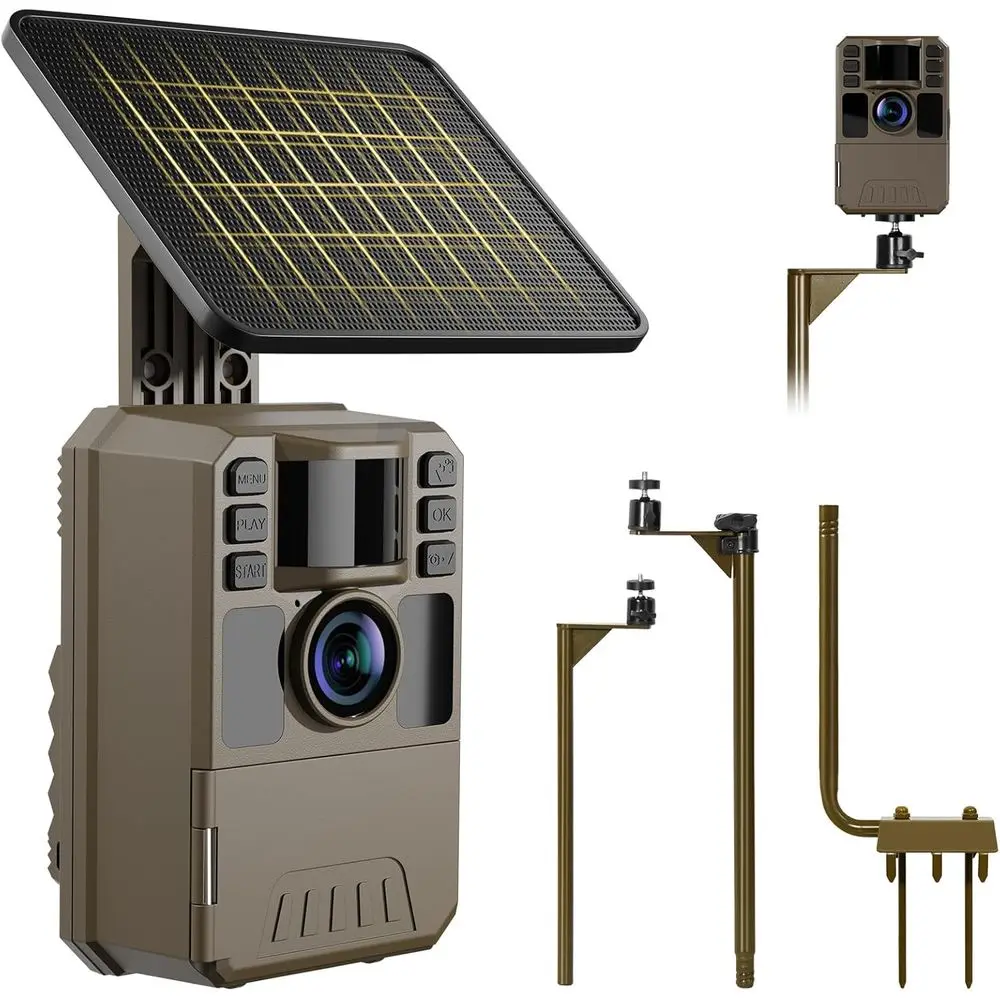 4K WiFi Trail Camera, 64MP 30fps, 0.1s Trigger, Night Vision, Waterproof, 5000mAh Battery, 64GB Included