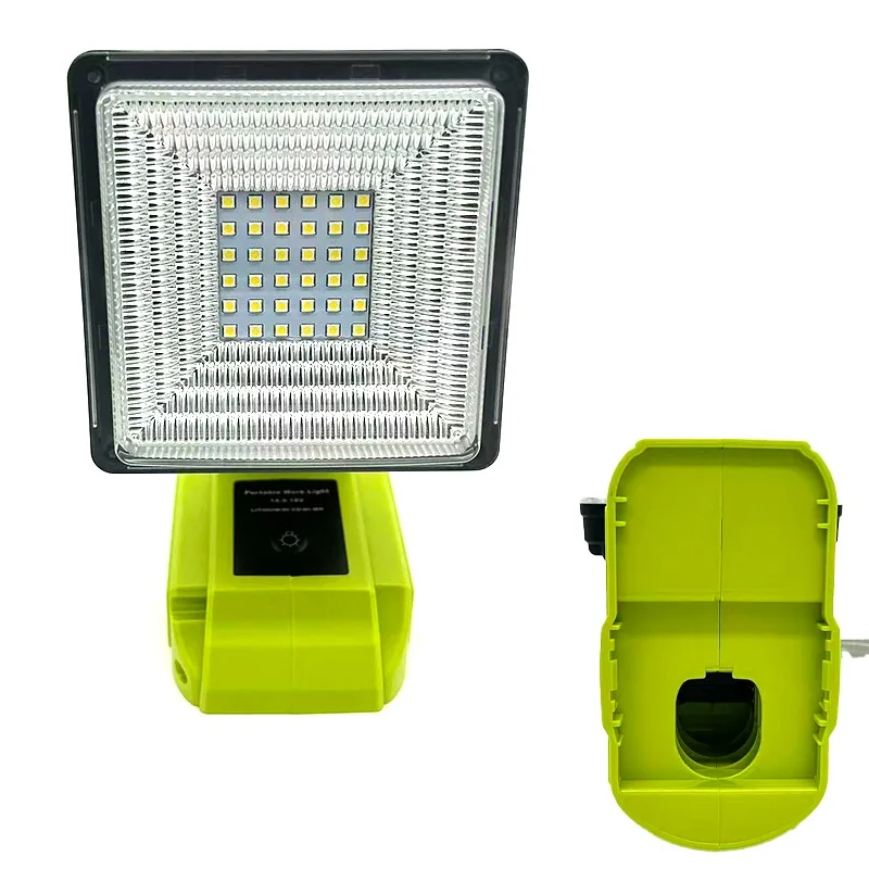 Lampe de travail LED sans fil portable 15W 2000LM compatible avec les batteries Li-Ion P100 18V, utilisable sur les chantiers de construction et en cas d'urgence.