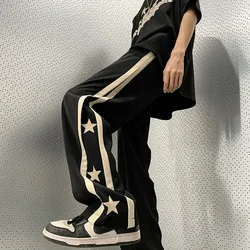 Y2k Stern Jogging hose Männer schwarz Sport hose weites Bein Hose männlich japanische Streetwear Hip Hop Grafik locker lässig