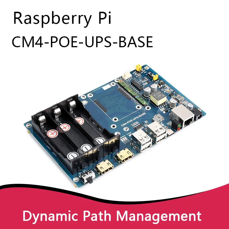 Carte d'extension CM4-PoE-UPS-Base pour Raspberry Pi, Module de calcul 4, Kit Mini-ordinateur UPS, Ethernet Gigabit, double HDMI, usb 2.0 Quad
