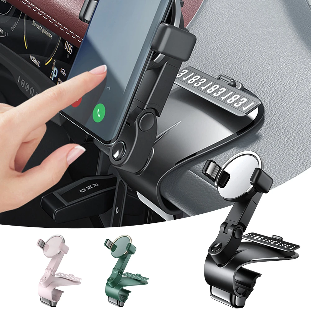 Rotatable Car Central Console Navigation Bracket Phone Holder Adjustables Phone Holder Stand Bracket with Number Plate for Car