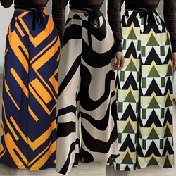 Graphic Print Wide Leg Pants, Casual Loose High Waist Pants For Spring & Fall, Women's Clothing