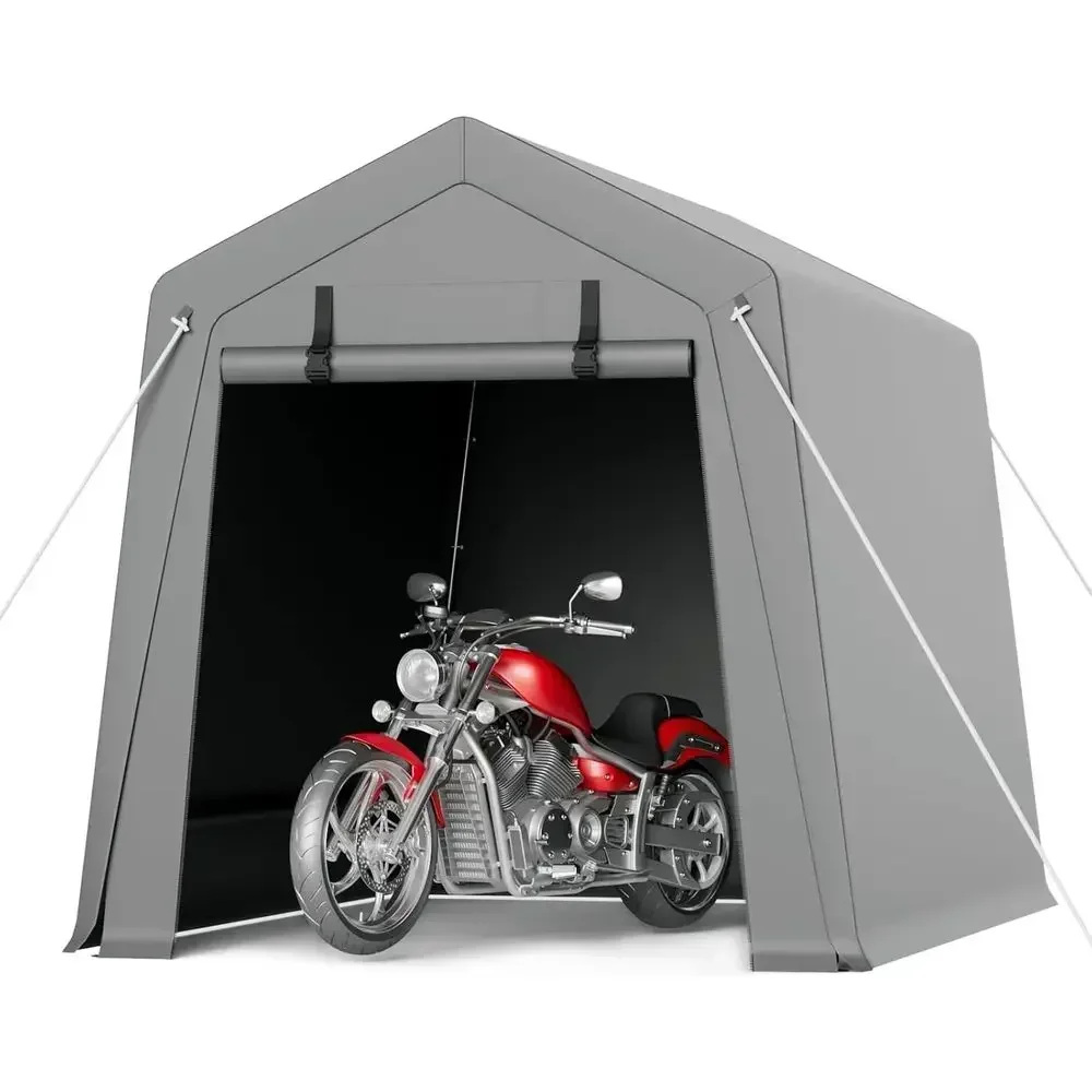 6x8ft Portable Carport Storage Shed with Heavy-Duty Waterproof Cover, Perfect for Tents, Motorcycles, Bikes, Garden Tools, and F