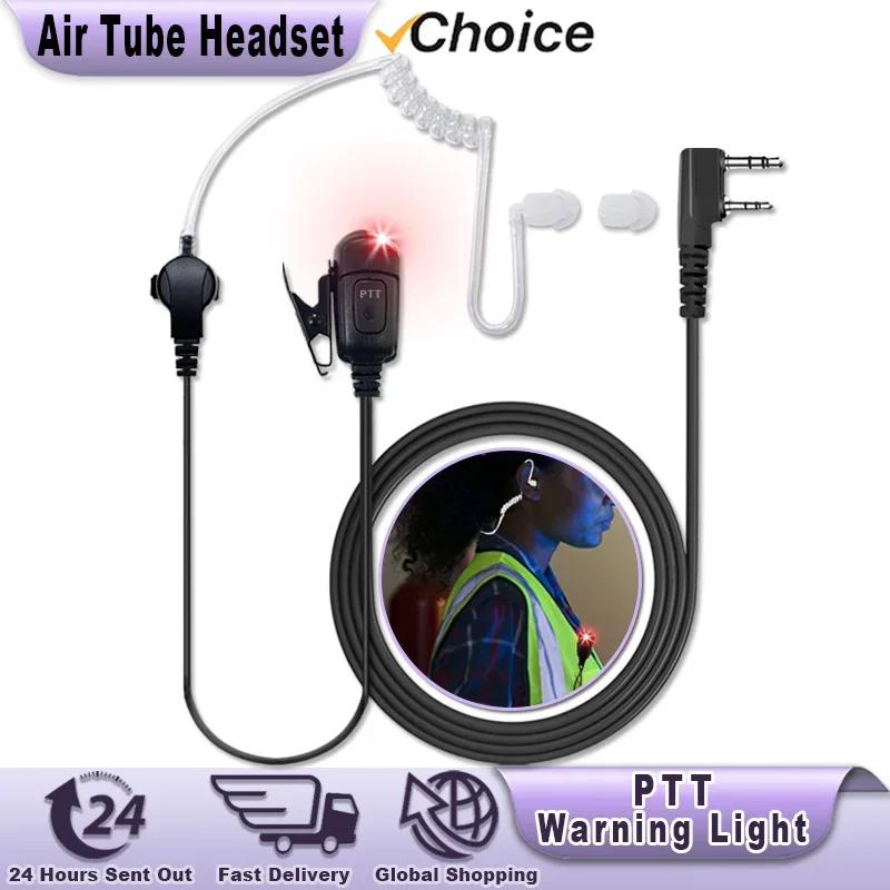 

Walkie Talkie Headphone Acoustic Air Tube Earpiece 1/2PCS 2 pin K Port Ptt Mic Headset with receiving light for UV-5R / UV-82
