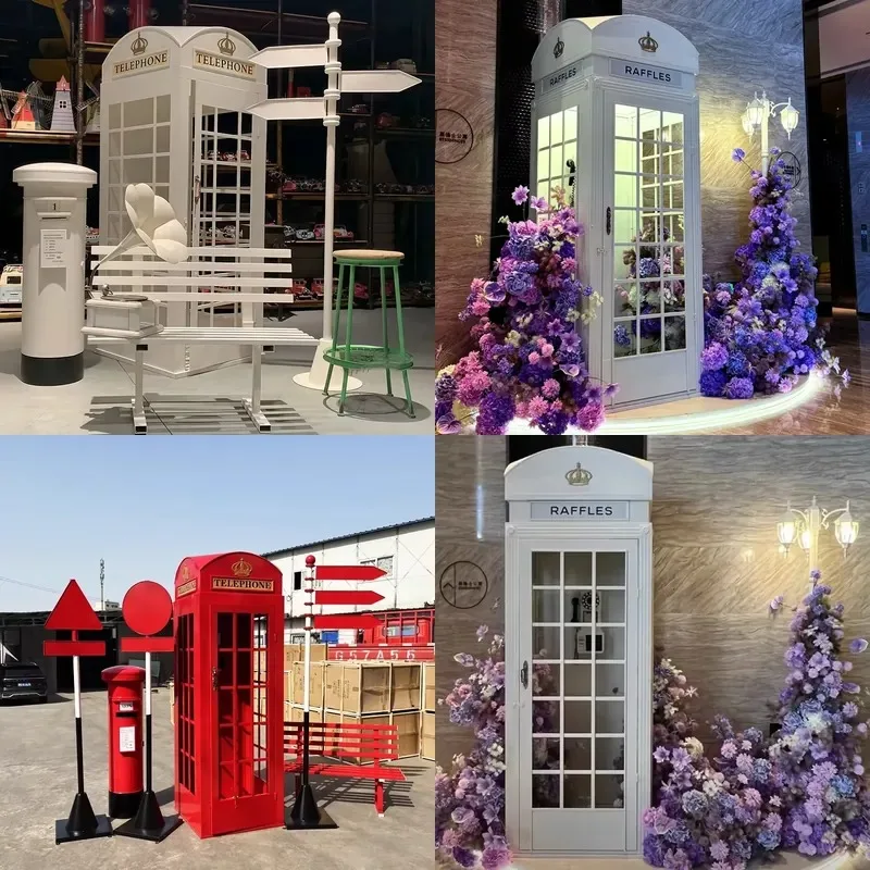 Wholesale Pink White London Style Phone Booth Handmade Craft Wedding Decoration