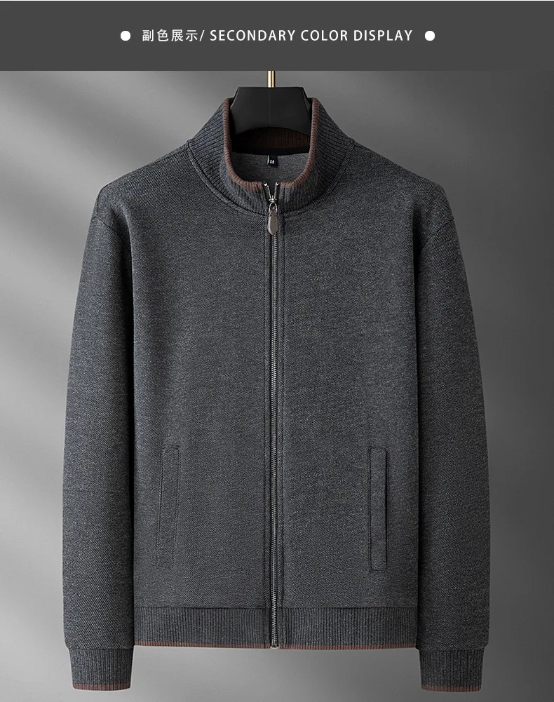 Minglu Autumn Winter Wool Men's Sweatshirts Luxury Solid Color Stnad Collar Letter Embroidery Sport Casual Male Hoodies 4XL