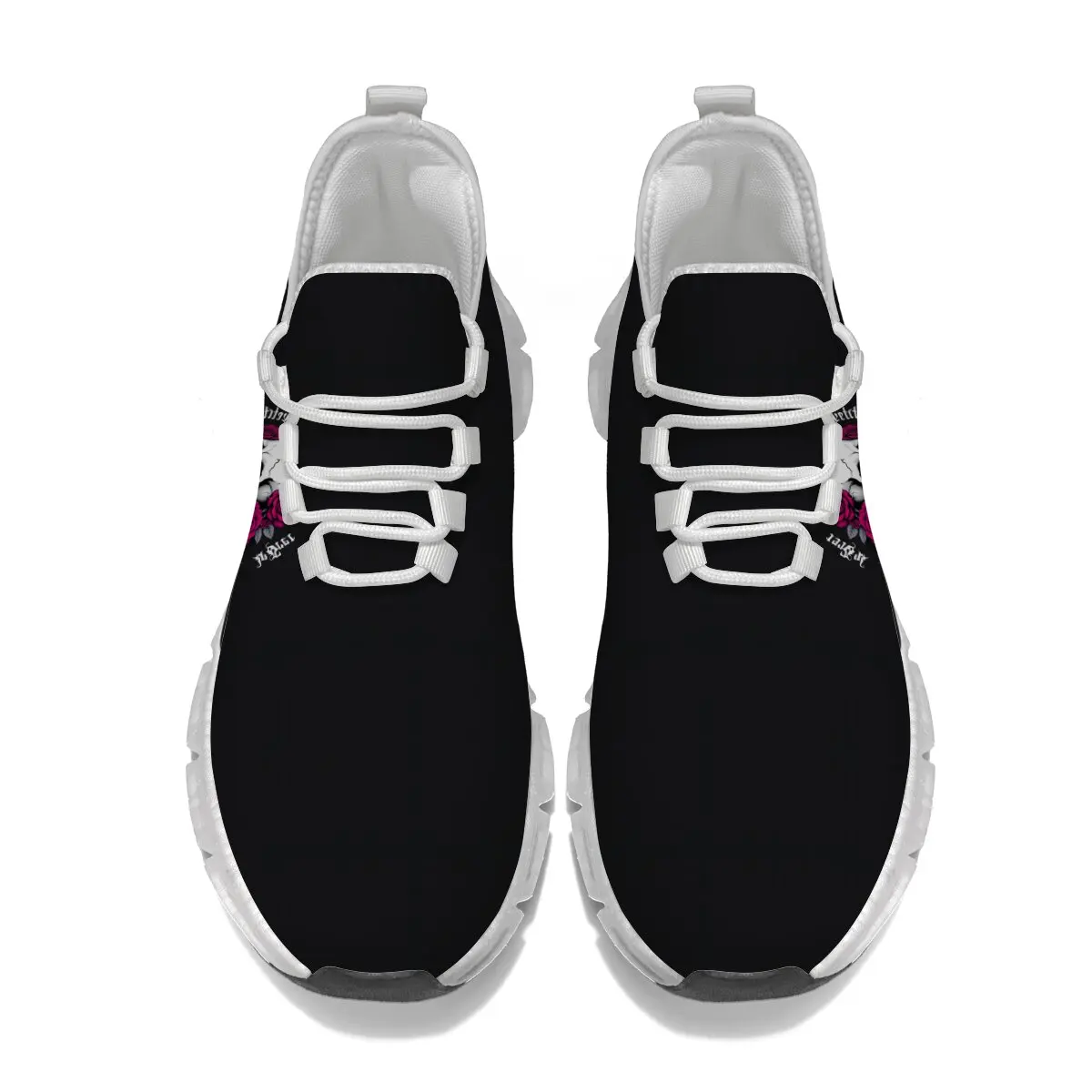 حذاء رياضي للرجال مع جمجمة وورود وردية مطبوعة أحذية رجالية كاجوال قابلة للتنفس أحذية رياضية خفيفة الوزن وناعمة #5