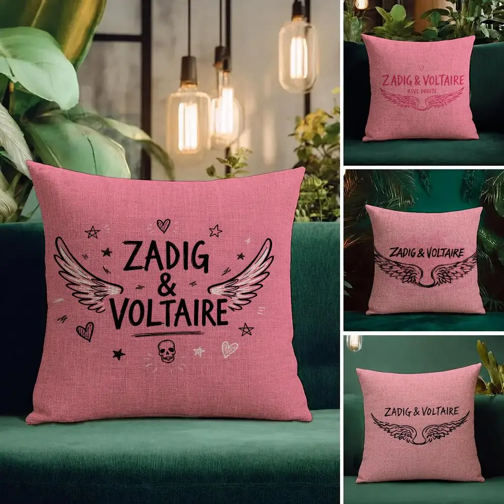 Brand Z-Zadig & V-Voltaire Cushion Cover Natural Linen Pillowcase Set All-in-One Decor Cushion Cover for Sofa Bedroom Chair