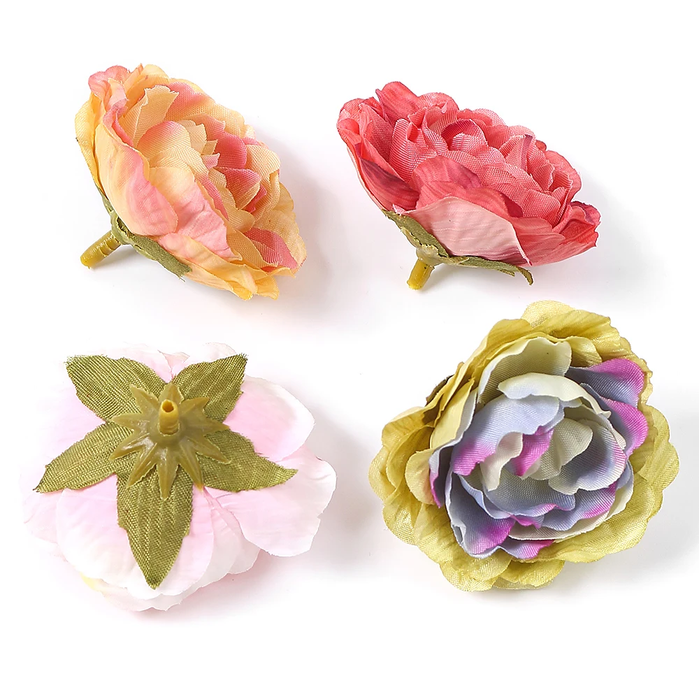 10/20Pcs 4CM Peony Artificial Flowers Head High Quality Silk Rose For Wedding Party Home Decoration DIY Wreath Gift Fake Flower