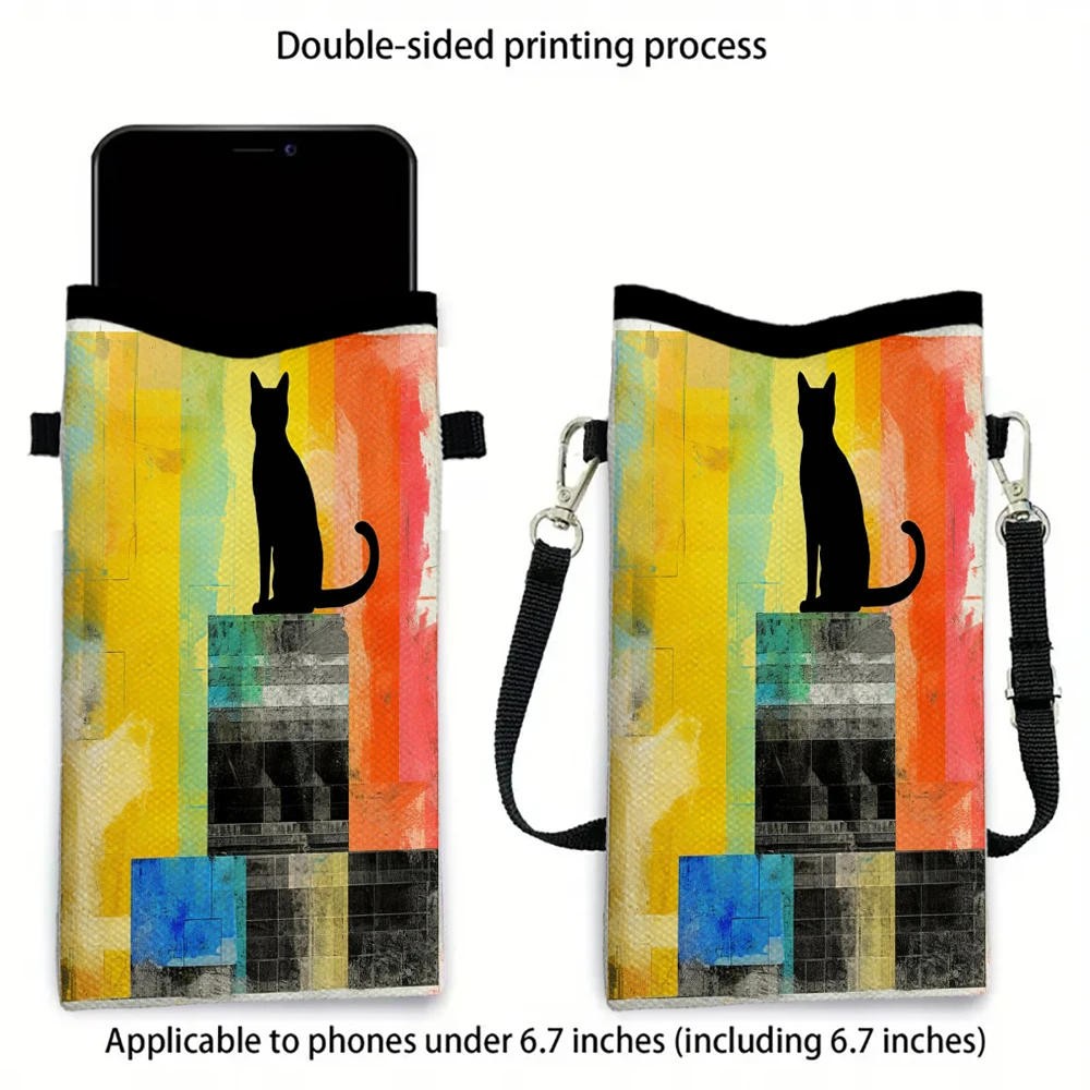 

Black Cat Phone Bag Adjustable and Detachable Strap Designed Exclusively for Women Crossbody Bag Convertible Shoulder Bag2.10