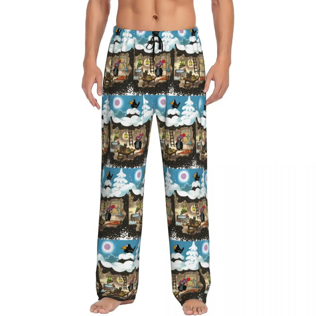 

Пижамные штаны «Маленький крот» на заказ, одежда для сна, мужские эластичные пояса, милые штаны для сна с героями мультфильмов и карманами